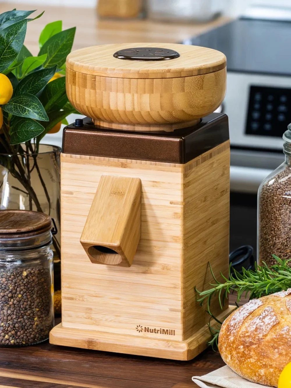Bamboo Electric Grain Mill - Natural Bamboo - Harvest Grain Mill